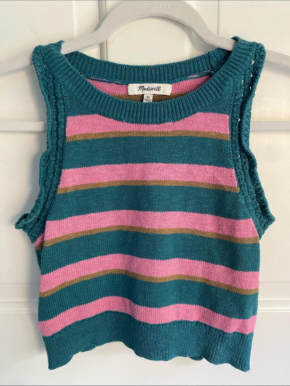 Madewell Teal, Pink & Olive Striped Knit Tank